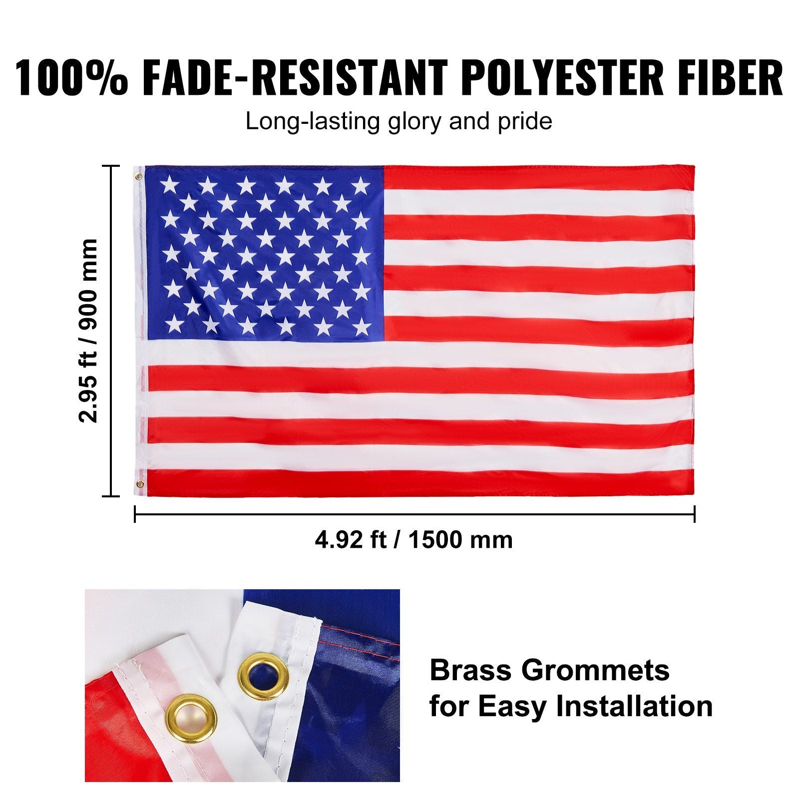 30FT Sectional Flag pole Kit, Heavy Duty Aluminum Alloy in Ground Flag poles for Outside, 3 Display Modes Flagpole with 3x5 American Flag, Professional Accessories, Black - KNM Sundry
