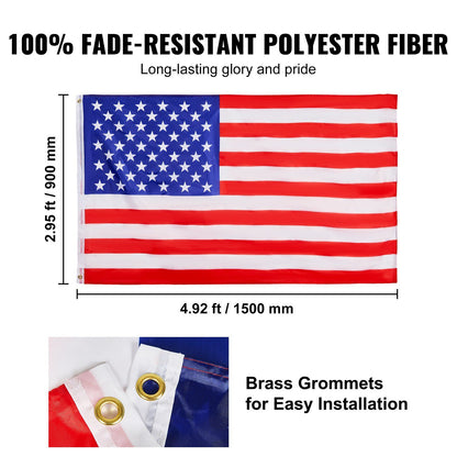 30FT Sectional Flag pole Kit, Heavy Duty Aluminum Alloy in Ground Flag poles for Outside, 3 Display Modes Flagpole with 3x5 American Flag, Professional Accessories, Black - KNM Sundry