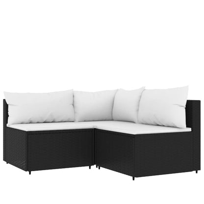 Patio Lounge Set Black PE rattan, powder-coated steel, tempered glass - KNM Sundry