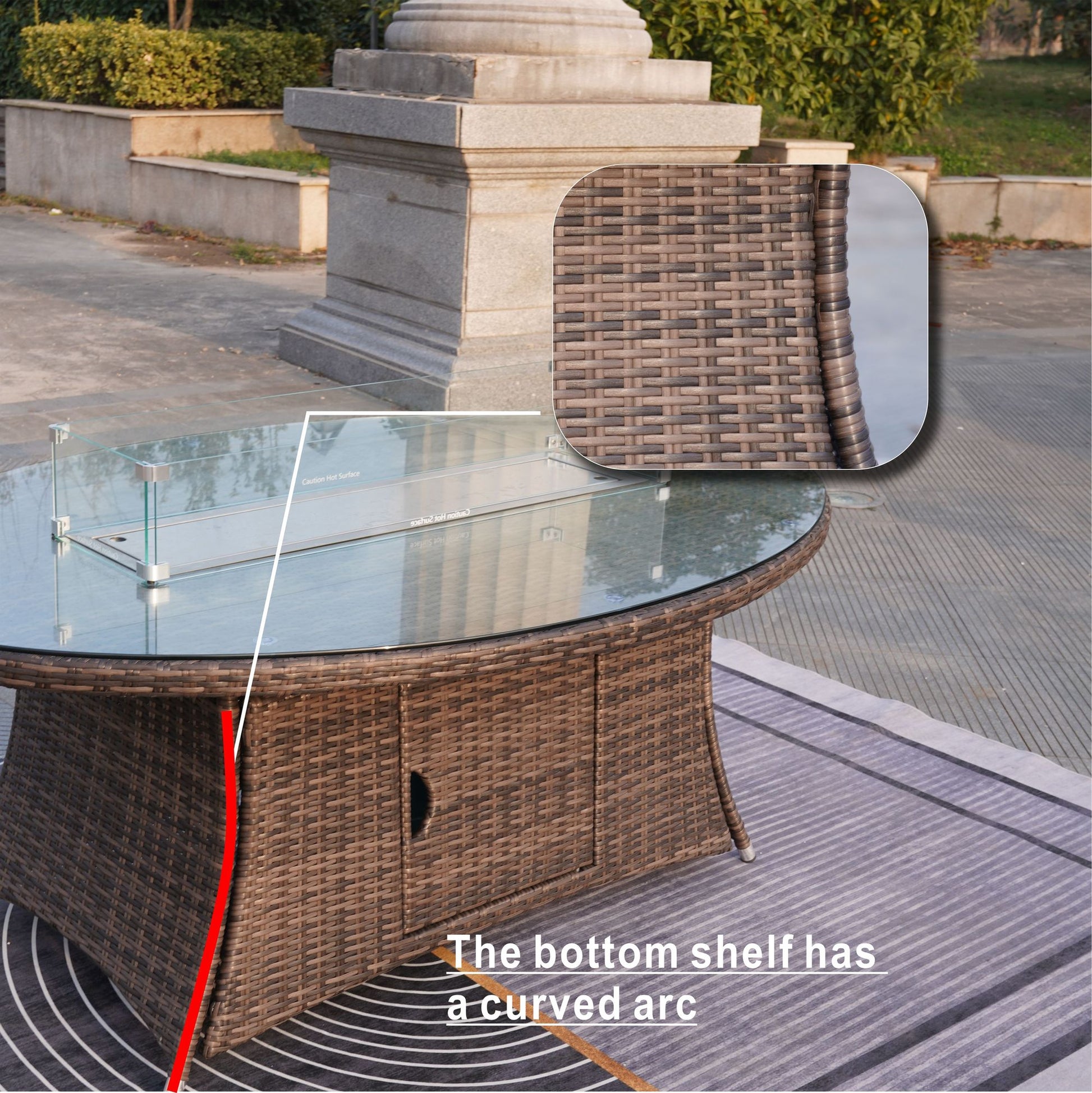 Direct Wicker Outdoor Rattan 50,000BTU Propane Gas Fire Pit Table (Table Only) - KNM Sundry