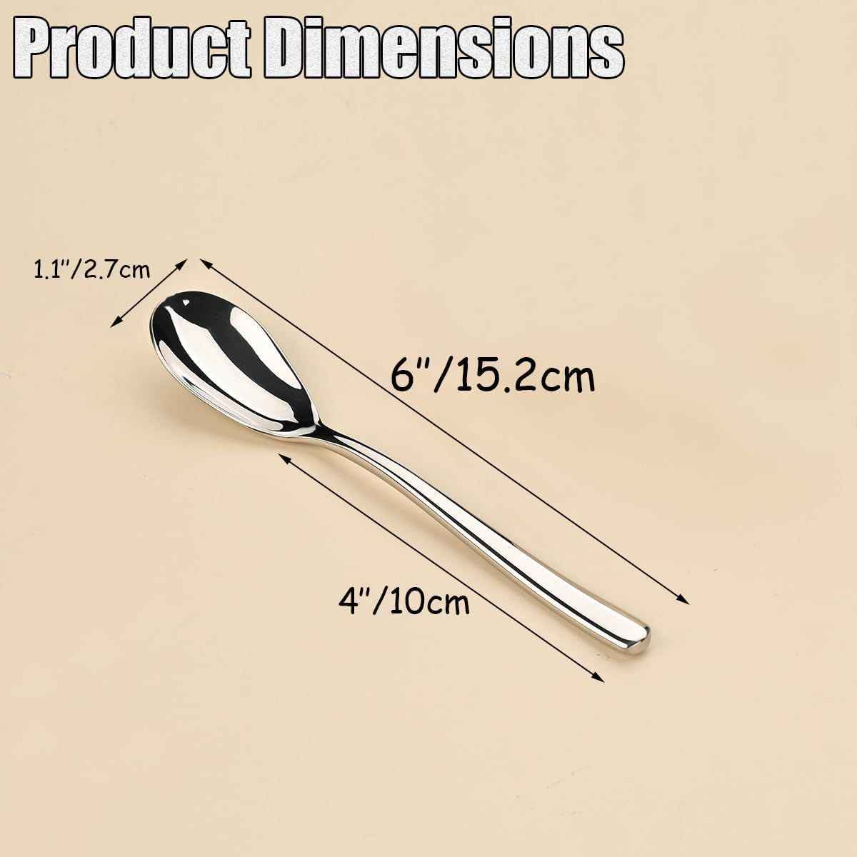 Small Dessert Spoons, Yogurt,Coffee,Espresso,Ice Cream Spoons,6" SUS 304 Stainless Steel spoons,5 pcs Set.