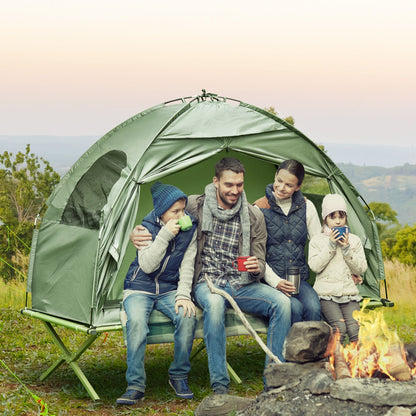 1 Person Folding Camping Cot, Portable Outdoor with Carry Bag, 2-in-1 Elevated Camping Bed Tent Single - KNM Sundry
