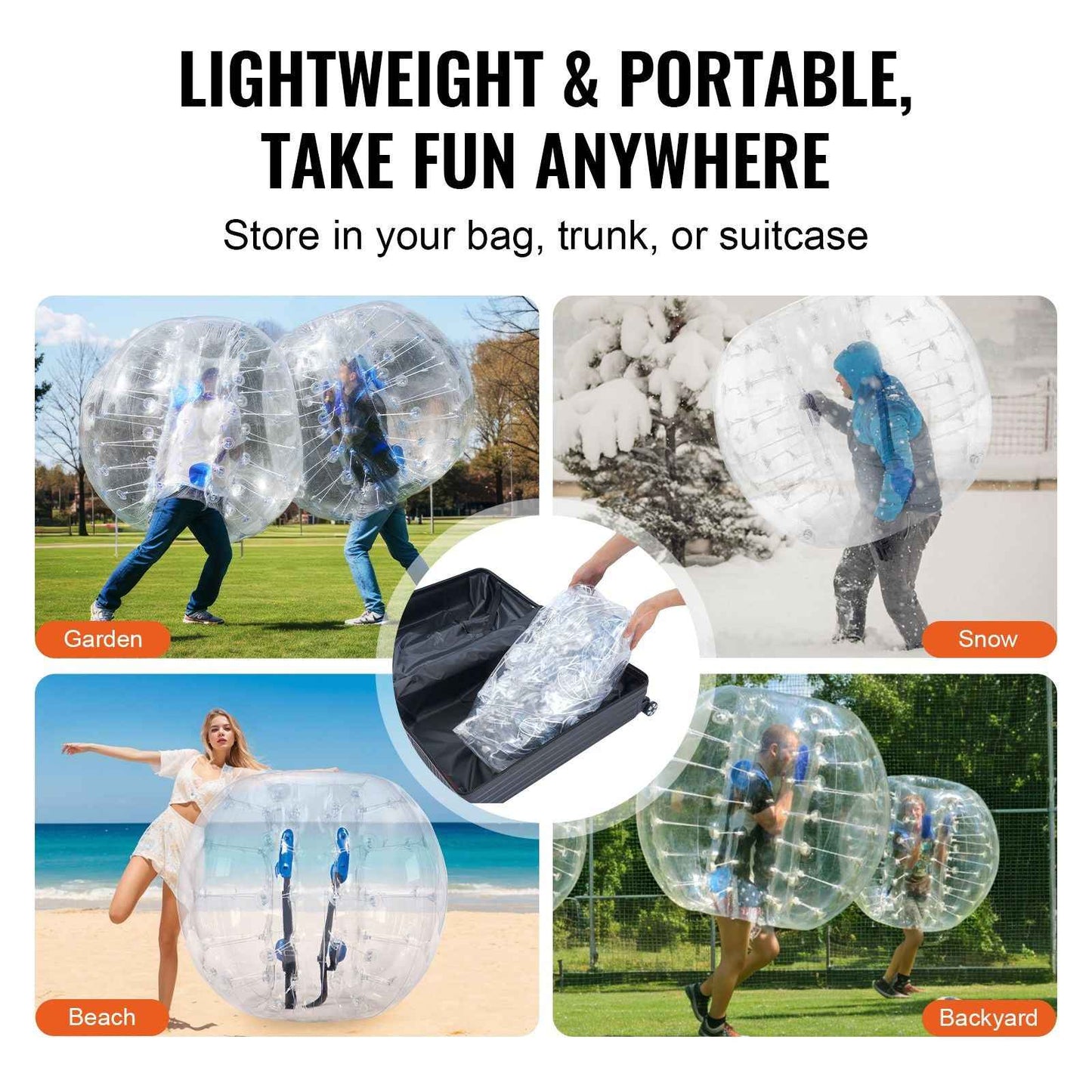 Inflatable Bumper Ball 1-Pack, 4FT/1.2M Body Sumo Zorb Balls for Teen & Adult, 0.8mm Thick PVC Human Hamster Bubble Balls for Outdoor Team Gaming Play, Bumper Bopper Toys for Garden, Yard, Park