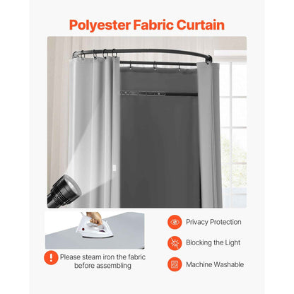 Fitting Room, Dressing Room with Thick Polyester Curtains, Privacy Space with Shading Curtain and a Hook, for Boutique, Mall, Tailor's Store & Outdoor 39 x 37 x 79 in (Black and Gray-White)