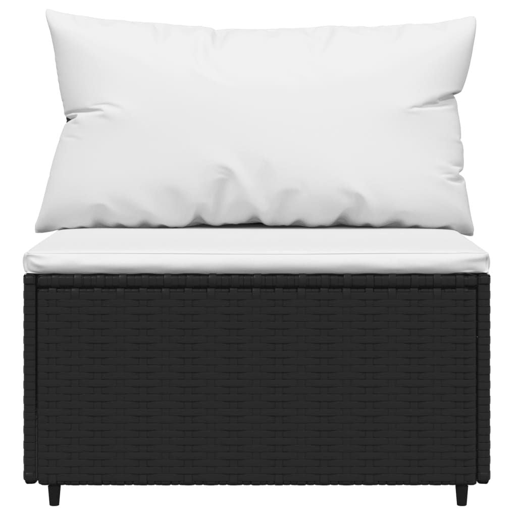 Patio Lounge Set Black PE rattan, powder-coated steel, tempered glass - KNM Sundry