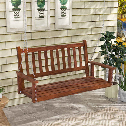 2-Person Wooden Outdoor Porch Swing with 500lbs Weight Capacity