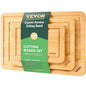 Cutting Board, 3 Pieces, Premium Versatile Bamboo Cutting Board with Food-Grade Oil and Juice Groove,Sturdy & Durable Chopping Board with Built-in Handle, Fit for Display, Chopping & Serving - KNM Sundry