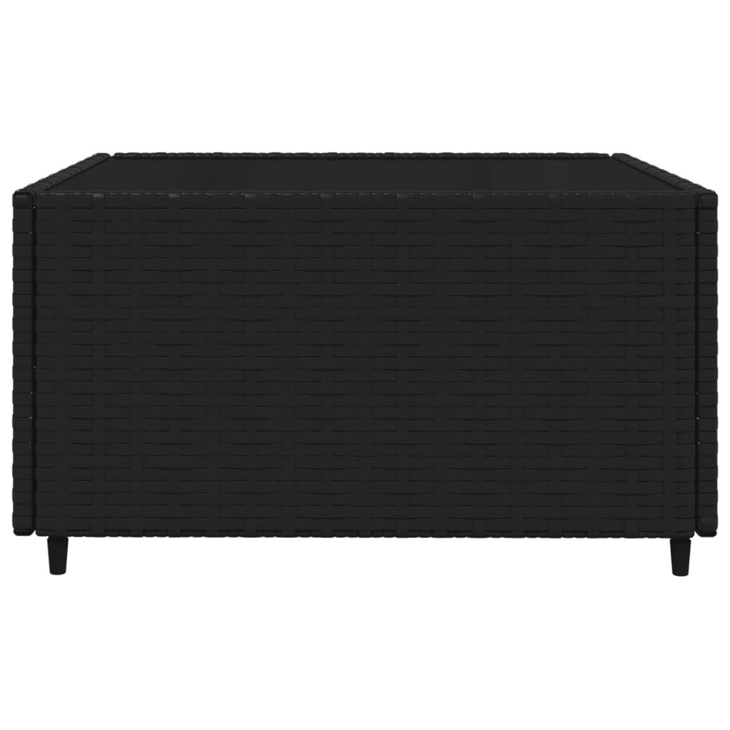 Patio Lounge Set Black PE rattan, powder-coated steel, tempered glass - KNM Sundry
