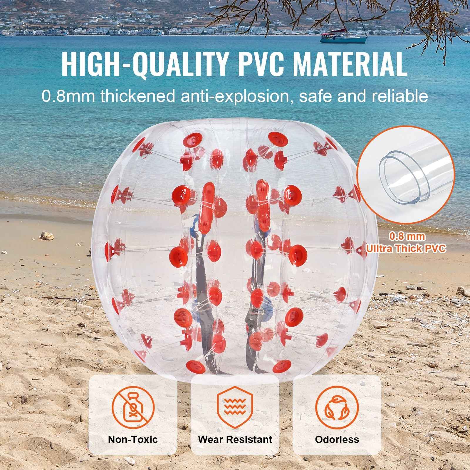 Inflatable Bumper Ball 1-Pack, 4FT/1.2M Body Sumo Zorb Balls for Teen & Adult, 0.8mm Thick PVC Human Hamster Bubble Balls for Outdoor Team Gaming Play, Bumper Bopper Toys for Garden, Yard, Park