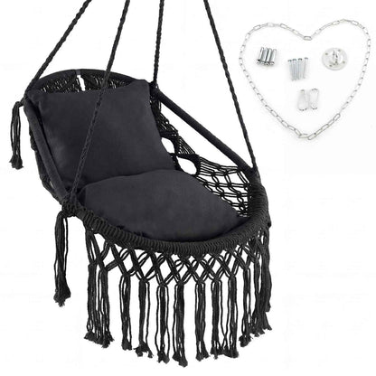 Hanging Hammock Chair with Soft Seat Cushions and Sturdy Rope Chain