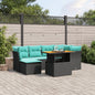 7 Piece Patio Sofa Set with Cushions Black Poly Rattan - KNM Sundry