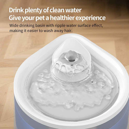 2500ML USB Pet Water Fountain, Teardrop-Shaped Automatic Cat Water Dispenser with Circulating Pump, Freshwater Filter for Cats and Dogs