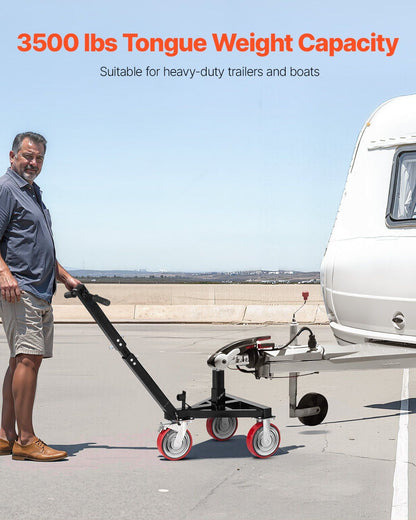 Trailer Dolly, 3500lbs Tongue Weight Capacity, 18 inch and 22 inch Height Adjustable Trailer Dolly, with 2 inch Hitch Ball, Adjustable Handle Length, 8-inch Swivel Wheels, for Moving RV Trailer - KNM Sundry