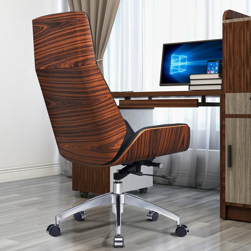 Genuine Leather Ergonomic Office Chair Boss Swivel Armless Seat Chair High Back - KNM Sundry