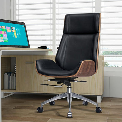 Genuine Leather Ergonomic Office Chair Boss Swivel Armless Seat Chair High Back - KNM Sundry