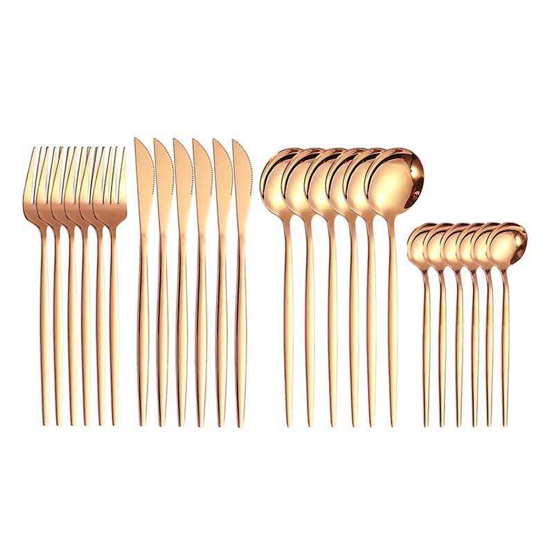 24pcs Dining Room Dinnerware Set Stainless Steel Cutlery Set