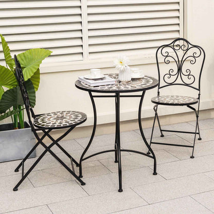 24 Inch Patio Bistro Table with Ceramic Tile Tabletop