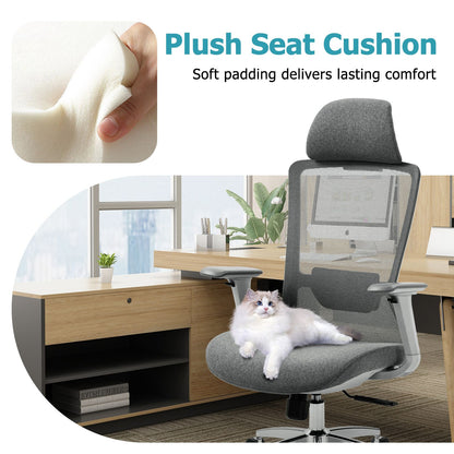 Ergonomic Mesh Office Chair with Adjustable Headrest and Lumbar Support, Breathable Back Design for Home and Office Use 8322H - KNM Sundry