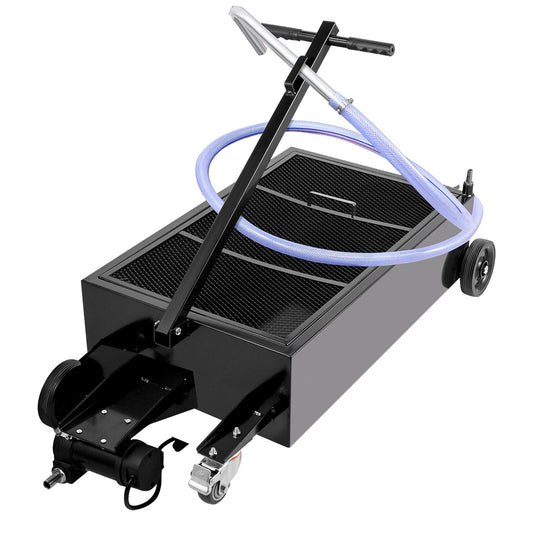 Oil Drain Pan 25 Gallon Oil Drain Tank, 95L Low Profile Oil Drain Pan, Large Capacity Oil Change Pan, Foldable Hand, with Electric Pump, Hose, Swivel Casters for Car, SUV, Trucks Oil Draining - KNM Sundry