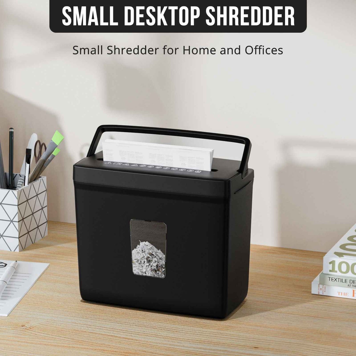Paper Shredder for Home Use,5 Sheets Small Crosscut Paper Shredder,P-4 Security Level with 2.38-Gallon Basket, 4-Mode Design-Durable & Fast and Jam Proof for Home Office Utilization