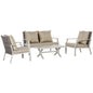 Patio Conversational Bliss: 4-Piece Wicker Loveseat Set with Coffee Table, Beige | Intimate Outdoor Lounge. - KNM Sundry