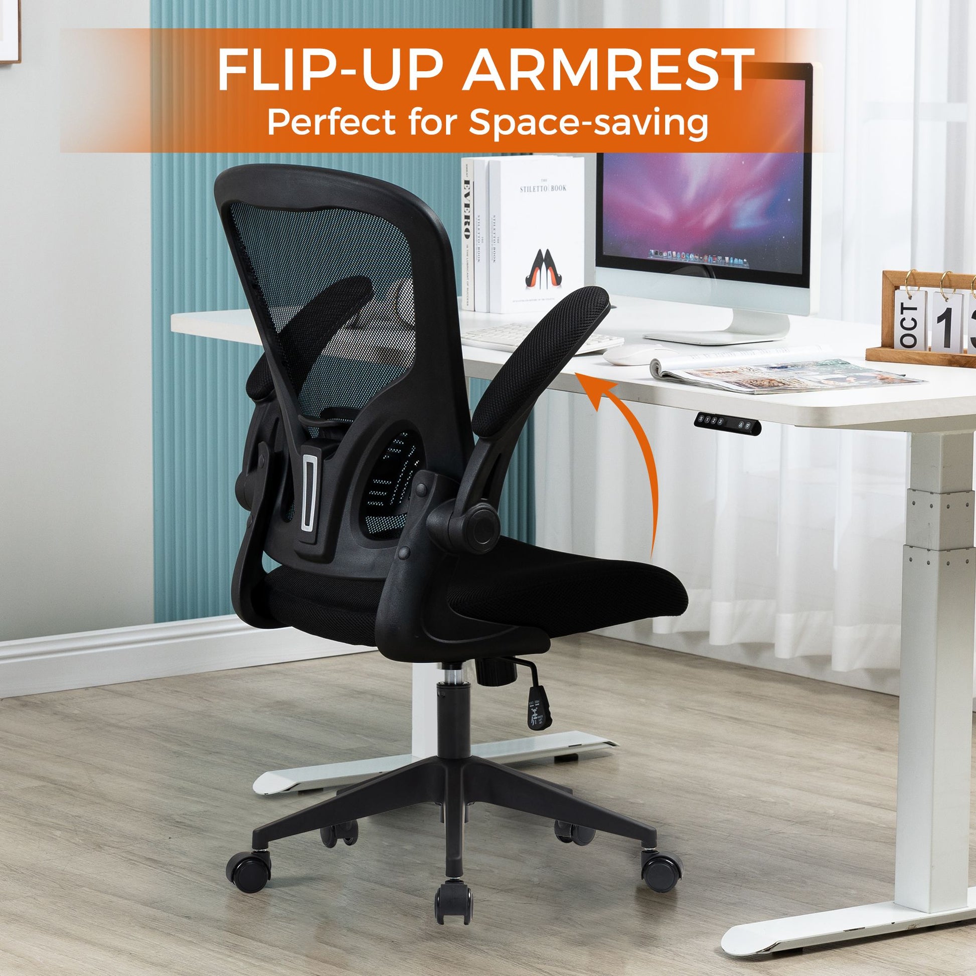 Ergonomic Mesh Office Chair with Breathable Back, Adjustable Height, Padded Seat & Armrests, 250 lbs Capacity, Modern Task Chair for Home Office & Workspace 8333 - KNM Sundry