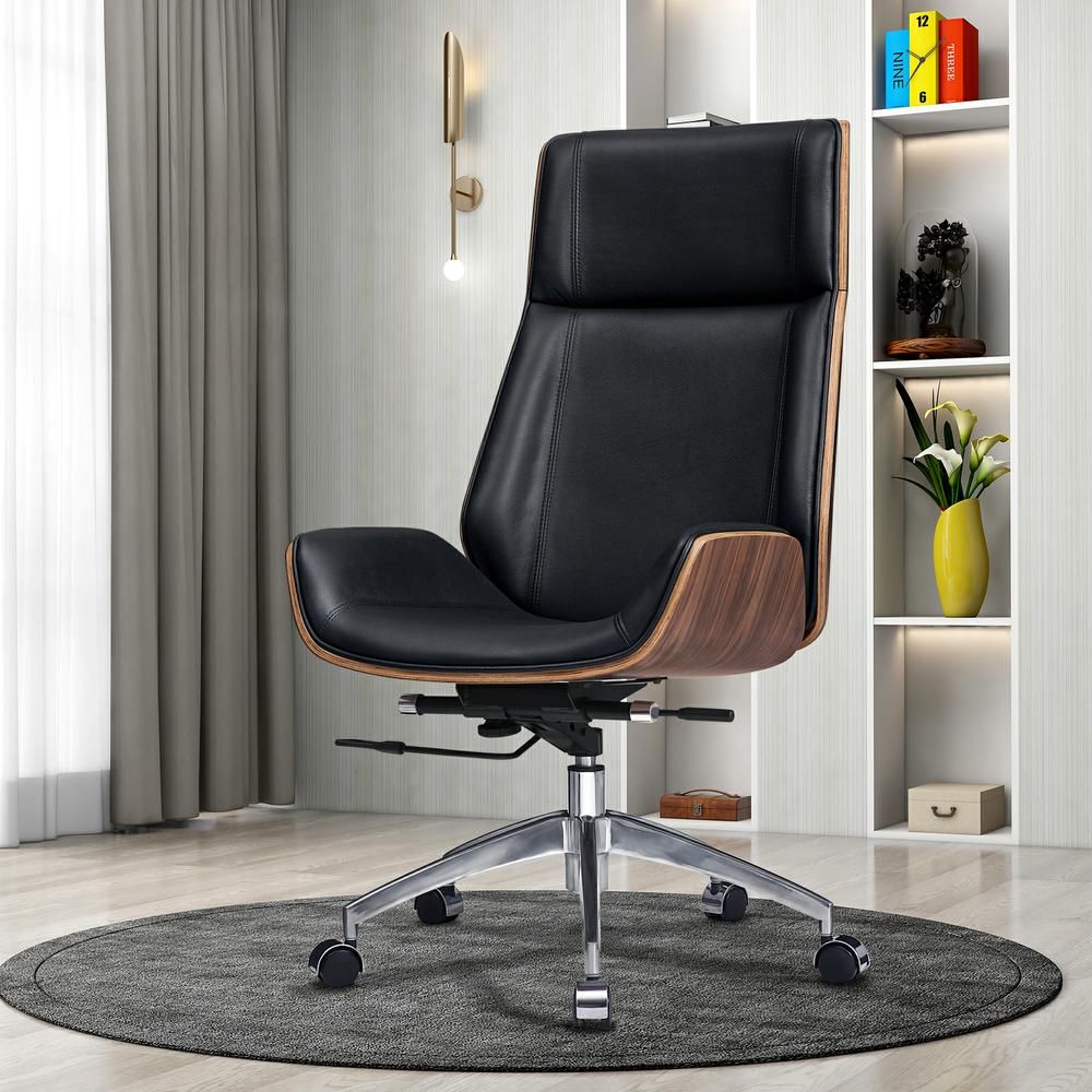 Genuine Leather Ergonomic Office Chair Boss Swivel Armless Seat Chair High Back - KNM Sundry