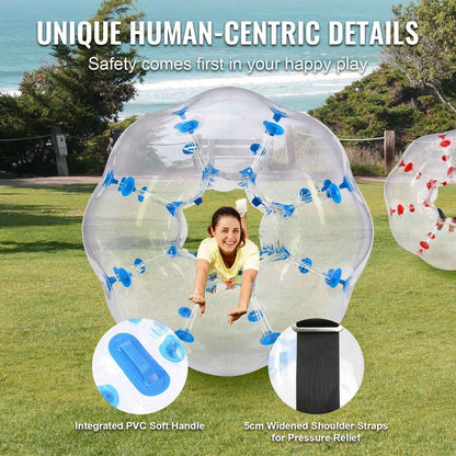 Inflatable Bumper Balls 2-Pack, 4FT/1.2M Body Sumo Zorb Balls for Teen & Adult, 0.8mm Thick PVC Human Hamster Bubble Balls for Outdoor Team Gaming Play, Bumper Bopper Toys for Garden, Yard, Park
