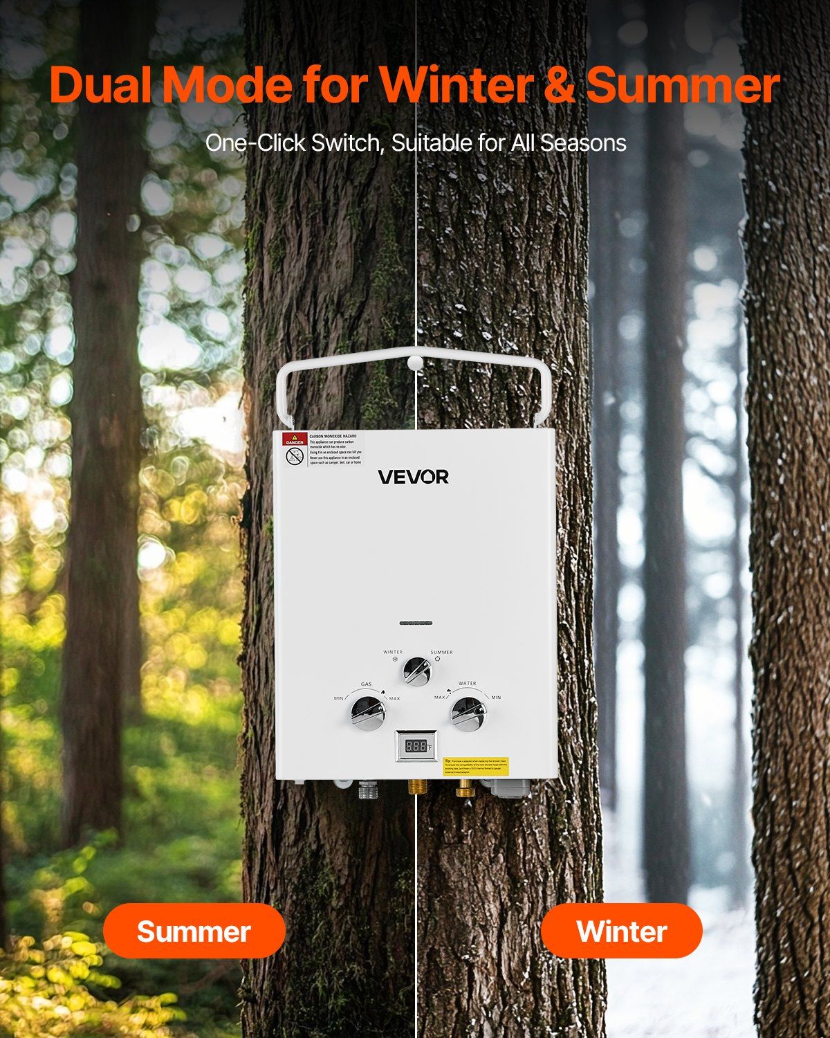 Portable Propane Water Heater, 6L Tankless Outdoor Water Heater, 41000 BTU 1.58 GPM Instant Hot Water, with Accessory Set + Regulator for RV Camping Trips Cabins Barns - KNM Sundry