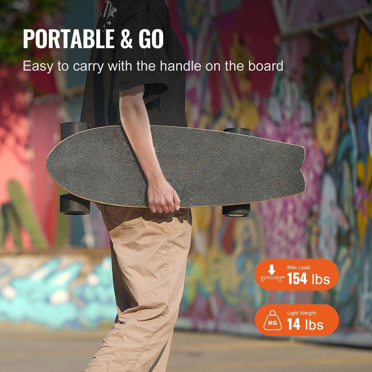 Electric Skateboard with Remote, 13.7 Mph Top Speed & 7.5 Miles Max Range Skateboard Longboard, 3 Speeds Adjustment Skateboards, Easy Carry Handle Design, Suitable for Adults & Teens Beginners