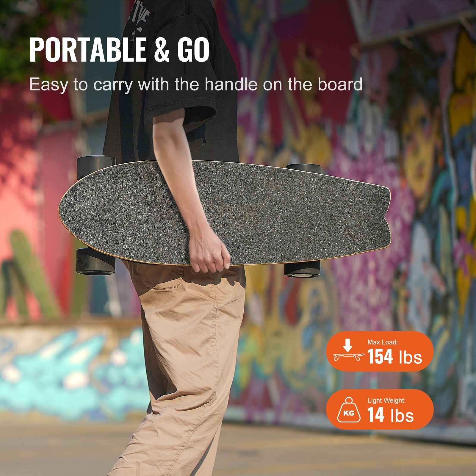 Electric Skateboard with Remote, 13.7 Mph Top Speed & 7.5 Miles Max Range Skateboard Longboard, 3 Speeds Adjustment Skateboards, Easy Carry Handle Design, Suitable for Adults & Teens Beginners