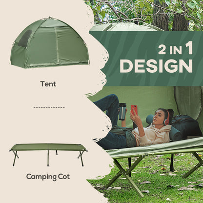 1 Person Folding Camping Cot, Portable Outdoor with Carry Bag, 2-in-1 Elevated Camping Bed Tent Single - KNM Sundry