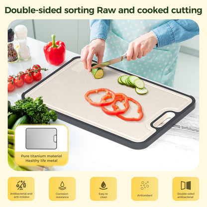 Titanium Cutting Board for Kitchen, Cutting Board Double Sided Food Grade, Pure Titanium/PP, Easy to Clean Large Size 16'×11' - KNM Sundry