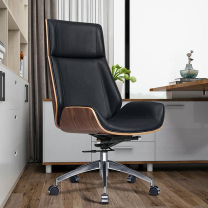 Genuine Leather Ergonomic Office Chair Boss Swivel Armless Seat Chair High Back - KNM Sundry
