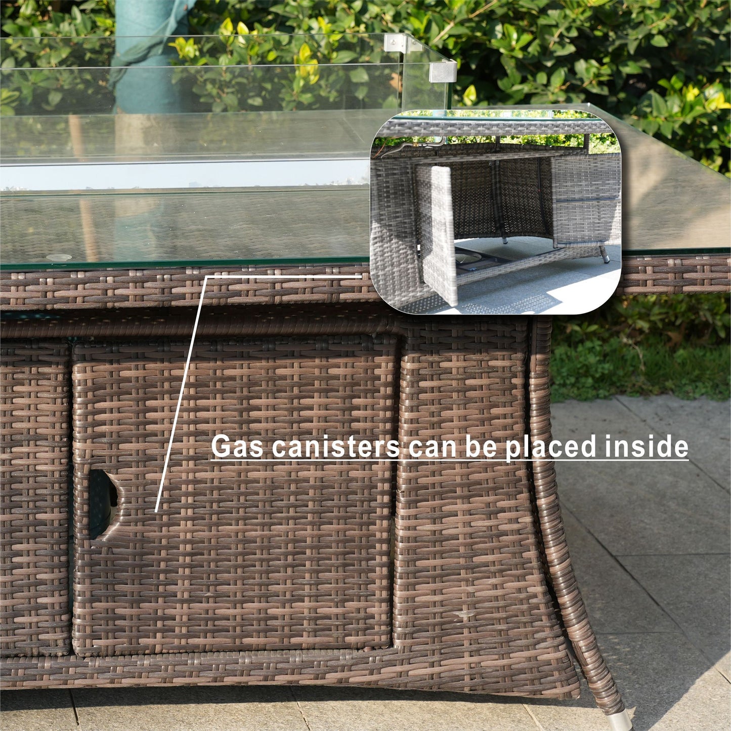 Direct Wicker Outdoor Rattan 50,000BTU Propane Gas Fire Pit Table (Table Only) - KNM Sundry