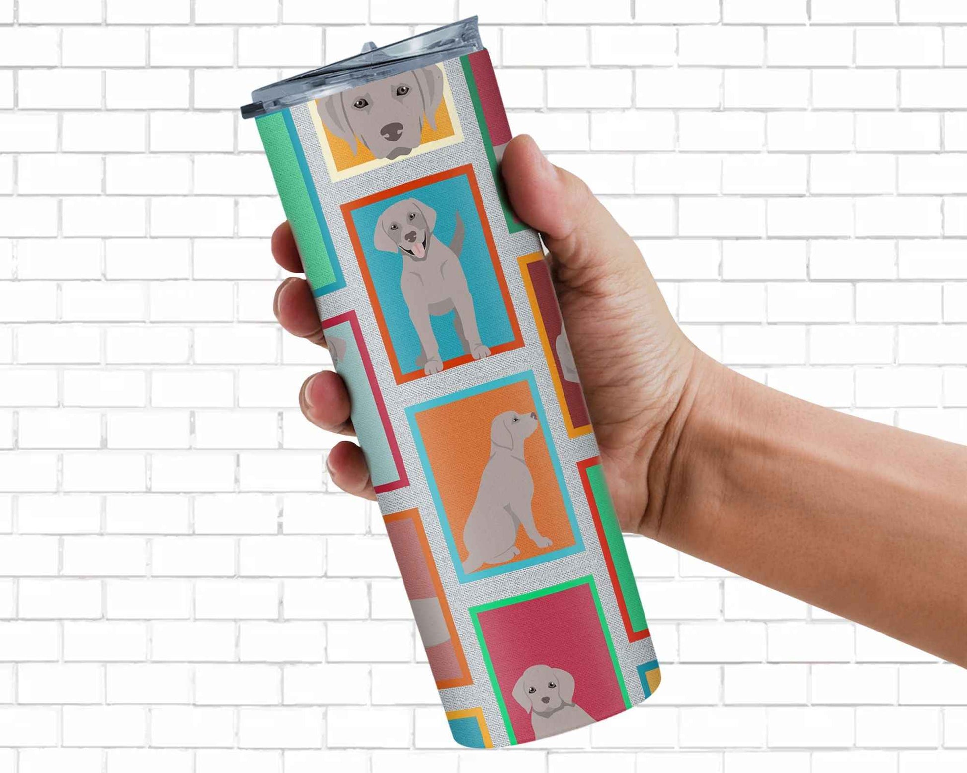 Lots of Grey Labrador Retriever Stainless Steel Skinny Tumbler Vacuum Double Walled Reusable Insulated Tumbler Travel Cup for Coffee Cocktails Gift with Lid, 20 oz