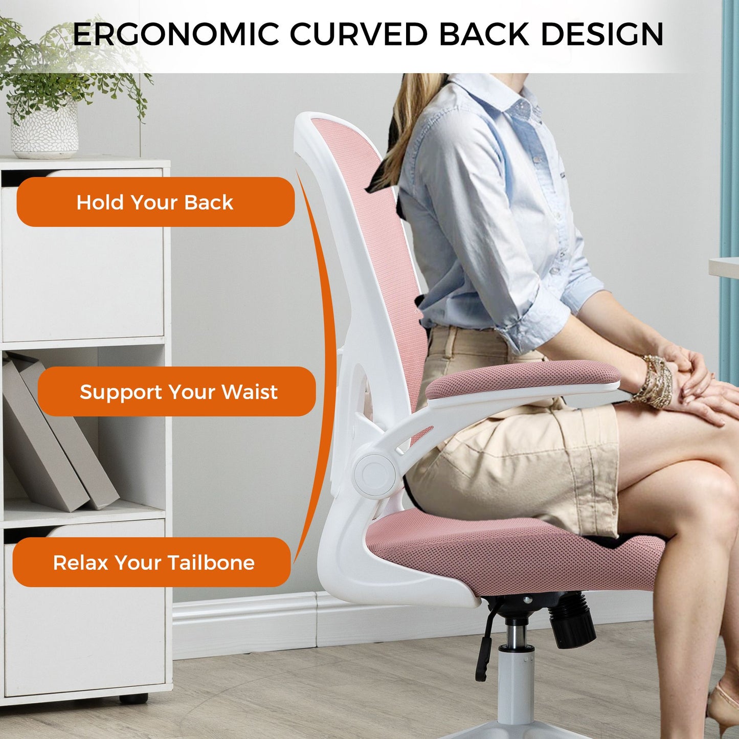 Ergonomic Mesh Office Chair with Breathable Back, Adjustable Height, Padded Seat & Armrests, 250 lbs Capacity, Modern Task Chair for Home Office & Workspace 8333 - KNM Sundry