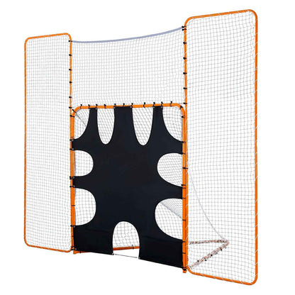 3-IN-1 Lacrosse Goal, 12x9 ft Lacrosse Net with Backstop and Target, Quick & Easy Setup Backyard Rebounder Equipment, Steel Frame Training Nets, Suitable for Youth Adult Training, Orange