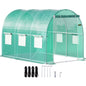 Walk-in Tunnel Greenhouse, 9.8 x 6.6 x 6.6 ft Portable Plant Hot House with Galvanized Steel Hoops, 1 Top Beam, Diagonal Poles, Zippered Door & 6 Roll-up Windows, Green - KNM Sundry