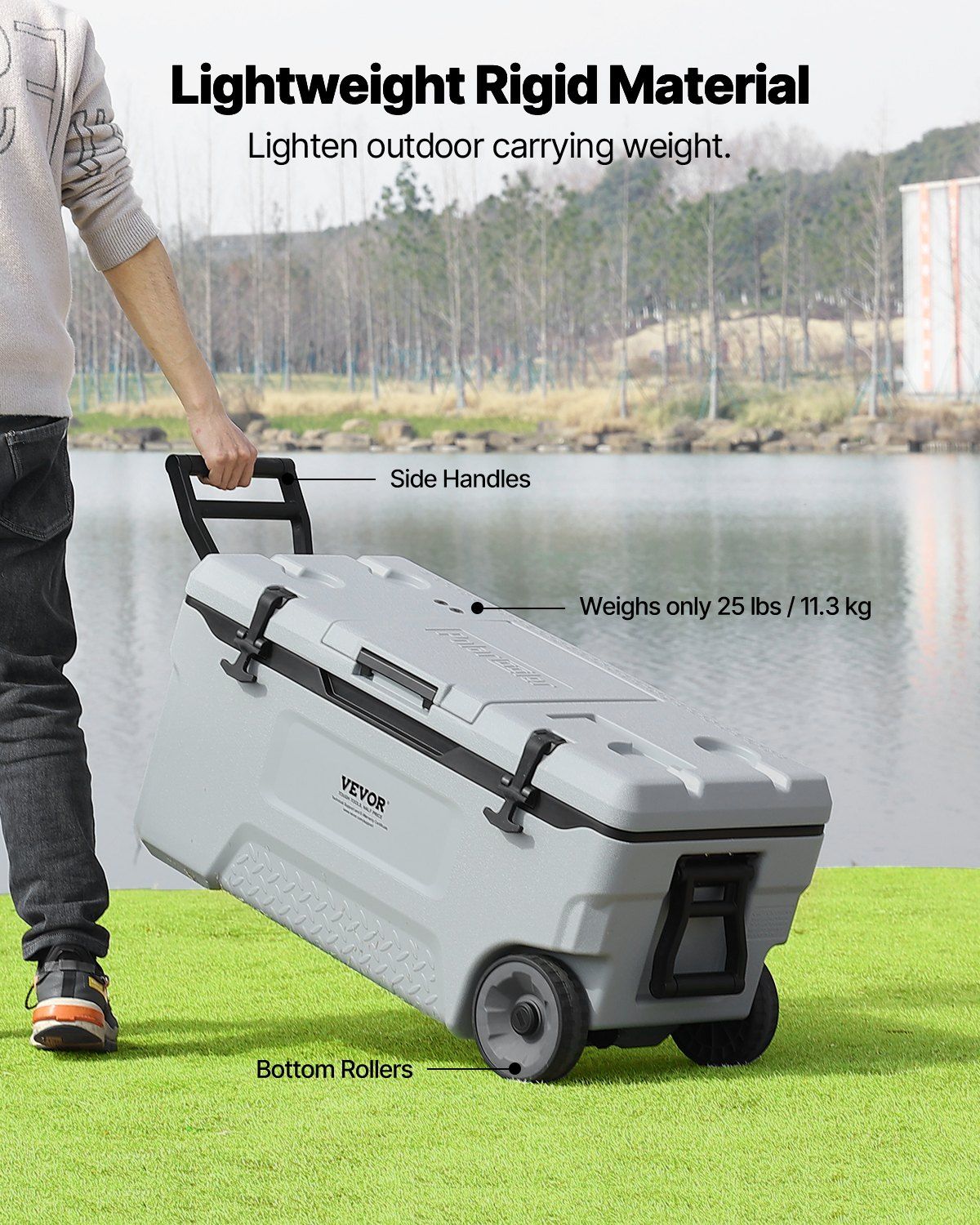 Portable Cooler, 74 QT Wheeled Cooler with Ice Retention, Heavy-Duty Handles and Cup Holder, Lightweight Rigid Material Insulated Portable Cooler, Suitable for Family Picnics and Long Trips - KNM Sundry