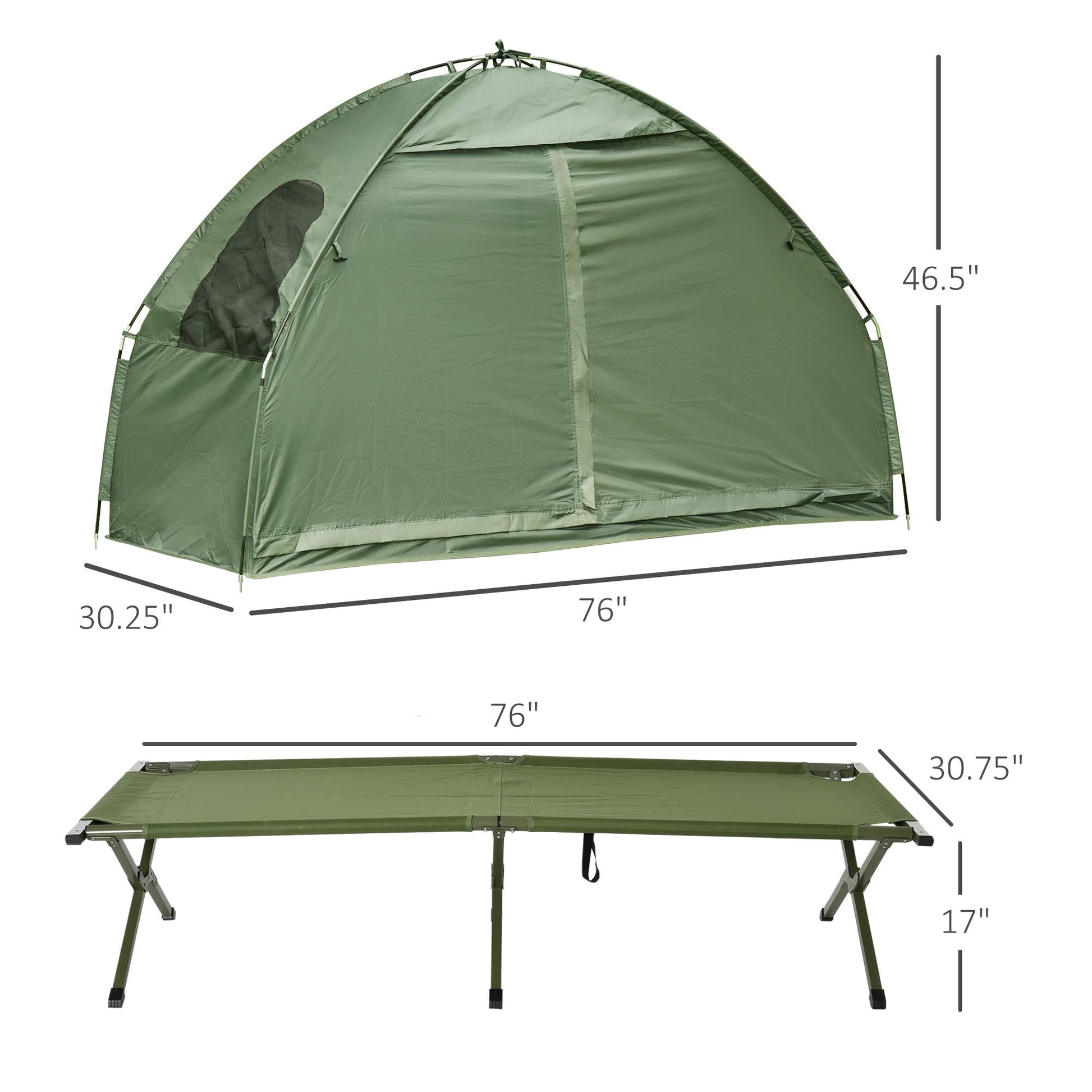 1 Person Folding Camping Cot, Portable Outdoor with Carry Bag, 2-in-1 Elevated Camping Bed Tent Single - KNM Sundry