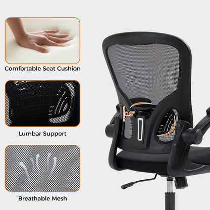 Ergonomic Mesh Office Chair with Breathable Back, Adjustable Height, Padded Seat & Armrests, 250 lbs Capacity, Modern Task Chair for Home Office & Workspace 8333 - KNM Sundry