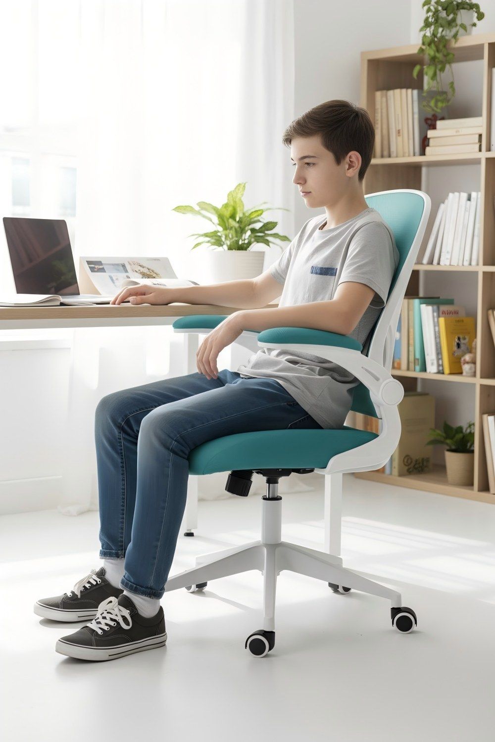 Ergonomic Mesh Office Chair with Breathable Back, Adjustable Height, Padded Seat & Armrests, 250 lbs Capacity, Modern Task Chair for Home Office & Workspace 8333 - KNM Sundry