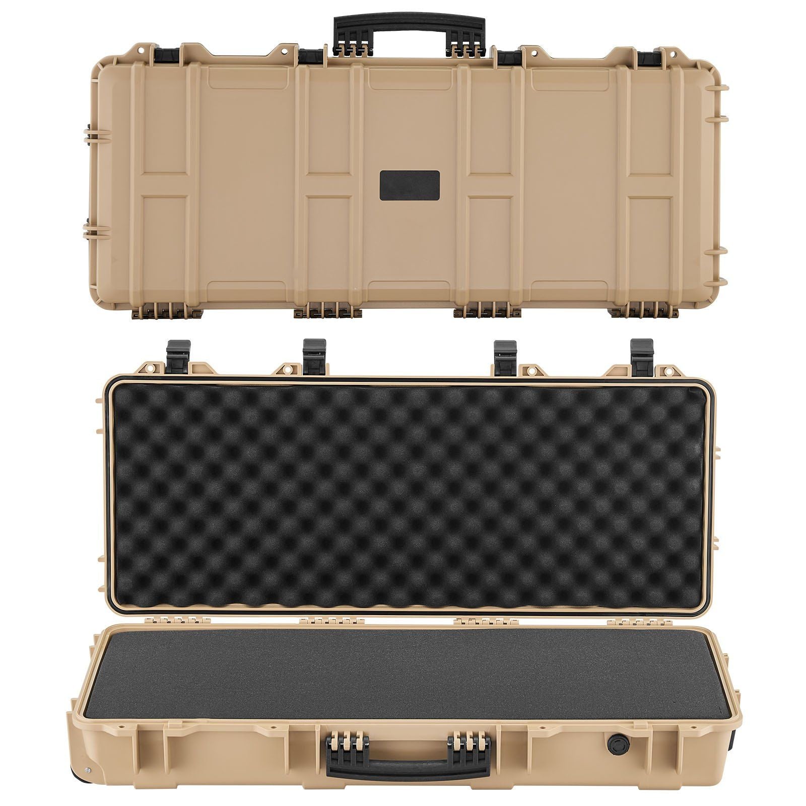 VEVOR Hard Rifle Case, Lockable Rifle Case with 4 Layers Pre-cut Foams, 36 in Gun Storage with Wheels, IP67 Waterproof & Dustproof Pistol Storage Cases for Rifles, Shotguns, Airsoft Guns, Khaki - KNM Sundry