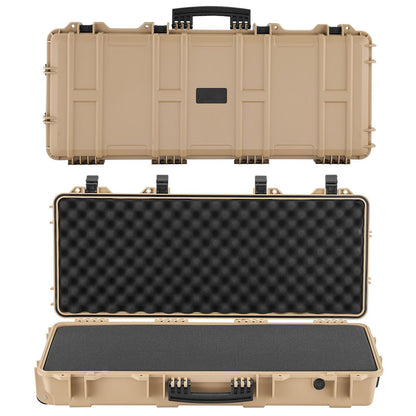 VEVOR Hard Rifle Case, Lockable Rifle Case with 4 Layers Pre-cut Foams, 36 in Gun Storage with Wheels, IP67 Waterproof & Dustproof Pistol Storage Cases for Rifles, Shotguns, Airsoft Guns, Khaki - KNM Sundry