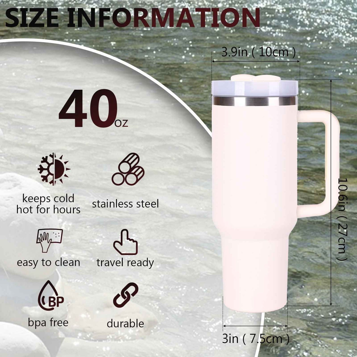 40oz V2 large capacity tumbler,  With Handle And Straw Lid, Insulated Reusable Stainless Steel Water Bottles Travel Mug Coffee Cup car cup water cup For Men Women Outdoor Camping Driving, gift