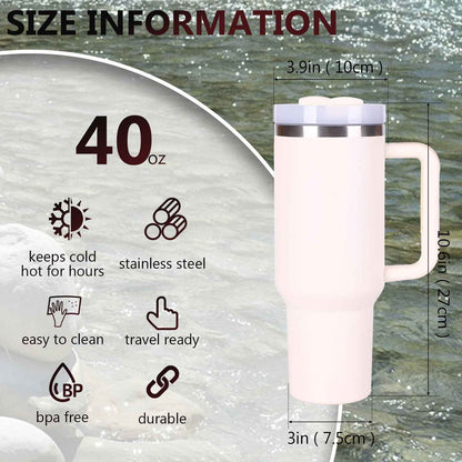 40oz V2 large capacity tumbler,  With Handle And Straw Lid, Insulated Reusable Stainless Steel Water Bottles Travel Mug Coffee Cup car cup water cup For Men Women Outdoor Camping Driving, gift