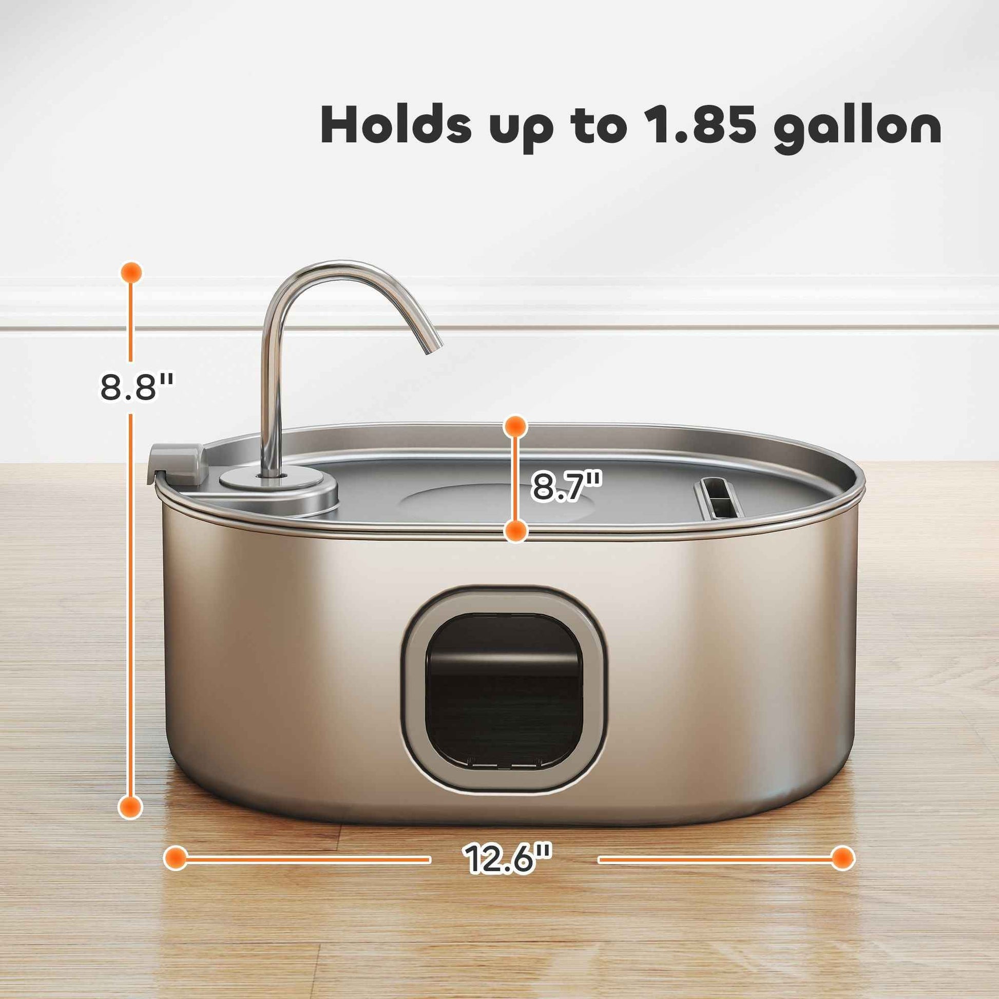 246 oz./7L Stainless Steel Cat Water Fountain with Filters, Ultra-Quiet Pump, for Cats, Dogs & Multi-Pet Homes
