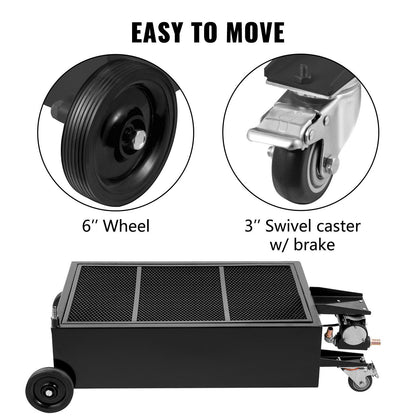 Oil Drain Pan 25 Gallon Oil Drain Tank, 95L Low Profile Oil Drain Pan, Large Capacity Oil Change Pan, Foldable Hand, with Electric Pump, Hose, Swivel Casters for Car, SUV, Trucks Oil Draining - KNM Sundry