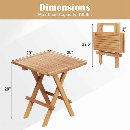 Patio Folding Side Table with X-shaped Legs and Slatted Tabletop